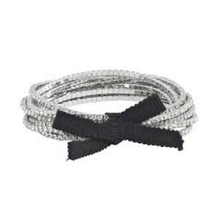NWT Simply Vera Vera Wang Silver and Black Multi-Strand Bracelet Stretch